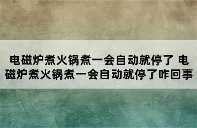 电磁炉煮火锅煮一会自动就停了 电磁炉煮火锅煮一会自动就停了咋回事